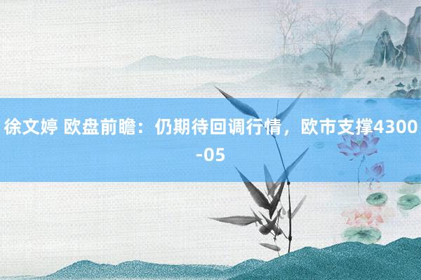 徐文婷 欧盘前瞻：仍期待回调行情，欧市支撑4300-05