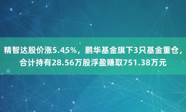 精智达股价涨5.45%，鹏华基金旗下3只基金重仓，合计持有28.56万股浮盈赚取751.38万元