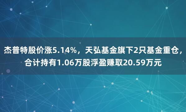 杰普特股价涨5.14%，天弘基金旗下2只基金重仓，合计持有1.06万股浮盈赚取20.59万元