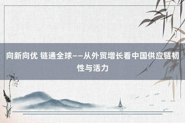 向新向优 链通全球——从外贸增长看中国供应链韧性与活力