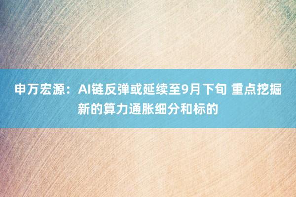 申万宏源：AI链反弹或延续至9月下旬 重点挖掘新的算力通胀细分和标的