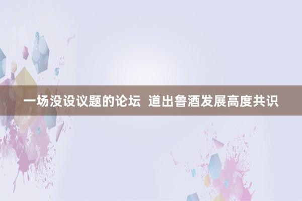 一场没设议题的论坛  道出鲁酒发展高度共识