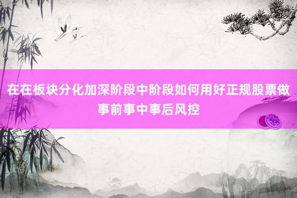 在在板块分化加深阶段中阶段如何用好正规股票做事前事中事后风控
