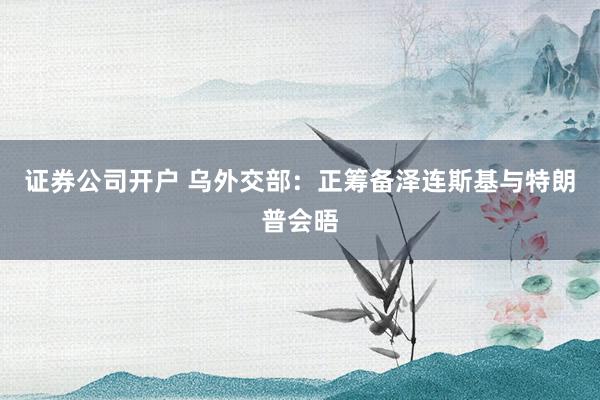 证券公司开户 乌外交部：正筹备泽连斯基与特朗普会晤