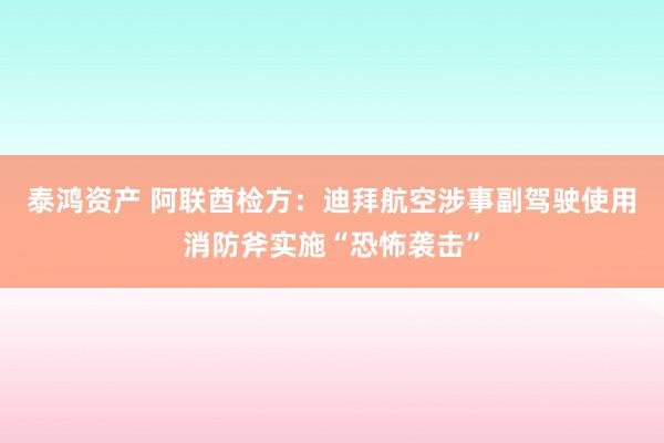 泰鸿资产 阿联酋检方：迪拜航空涉事副驾驶使用消防斧实施“恐怖袭击”