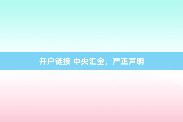 开户链接 中央汇金，严正声明