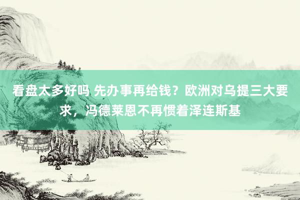 看盘太多好吗 先办事再给钱？欧洲对乌提三大要求，冯德莱恩不再惯着泽连斯基